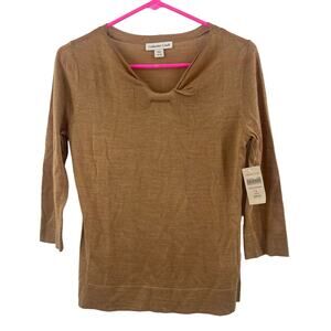 COLDWATER CREEK Sweater Size Small Wool Blend Camel Tan Lightweight Fall NWT